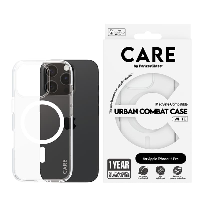 Panzerglass CARE Urban Combat Case MagSafe iPhone 16 Pro Gjennomsiktig