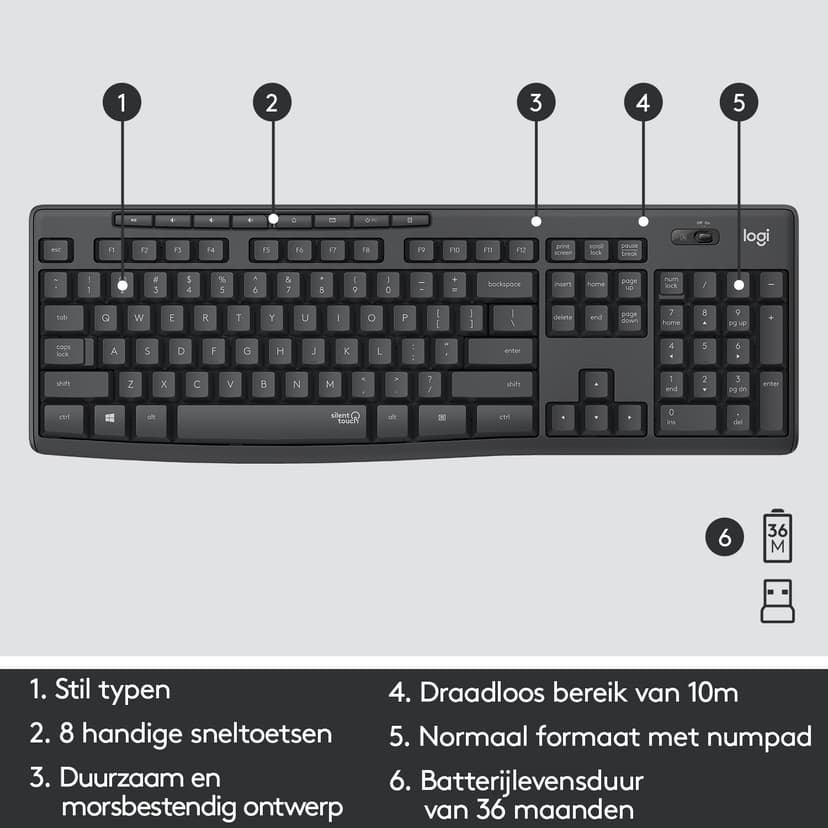 Logitech Logitech MK295 Silent Wireless Combo Draadloos US International