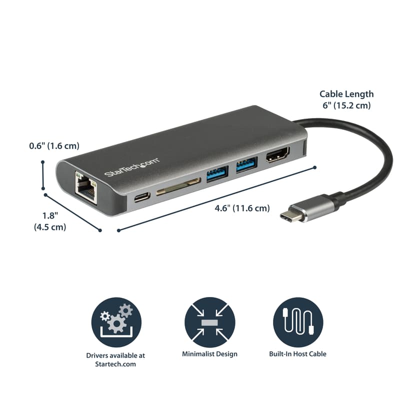 Startech USB C multiport adapter met HDMI USB 3.2 Gen 1 (3.1 Gen 1) Type-C