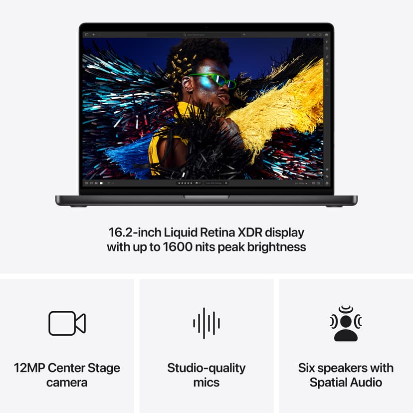 Apple MacBook Pro (2024) Rymdsvart "UK Eng keyboard* Apple M4 Pro 24GB 512GB 16.2"