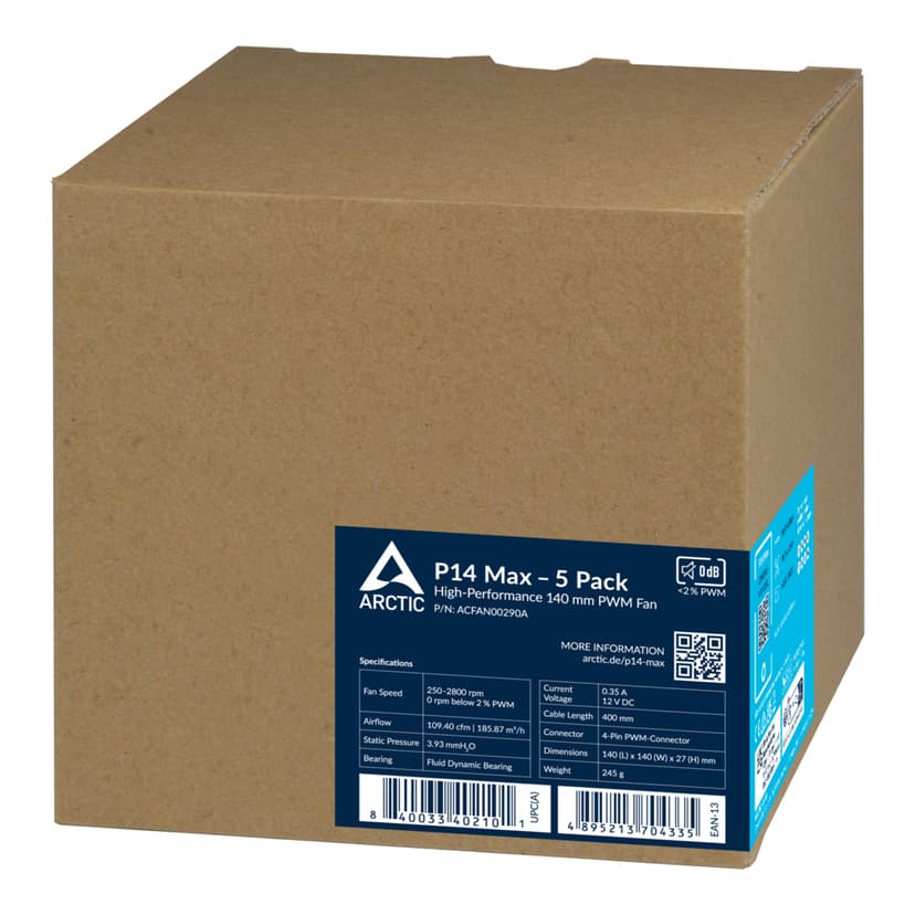ARCTIC P14 MAX 140MM 2800 RPM 5-P Fläkt Svart
