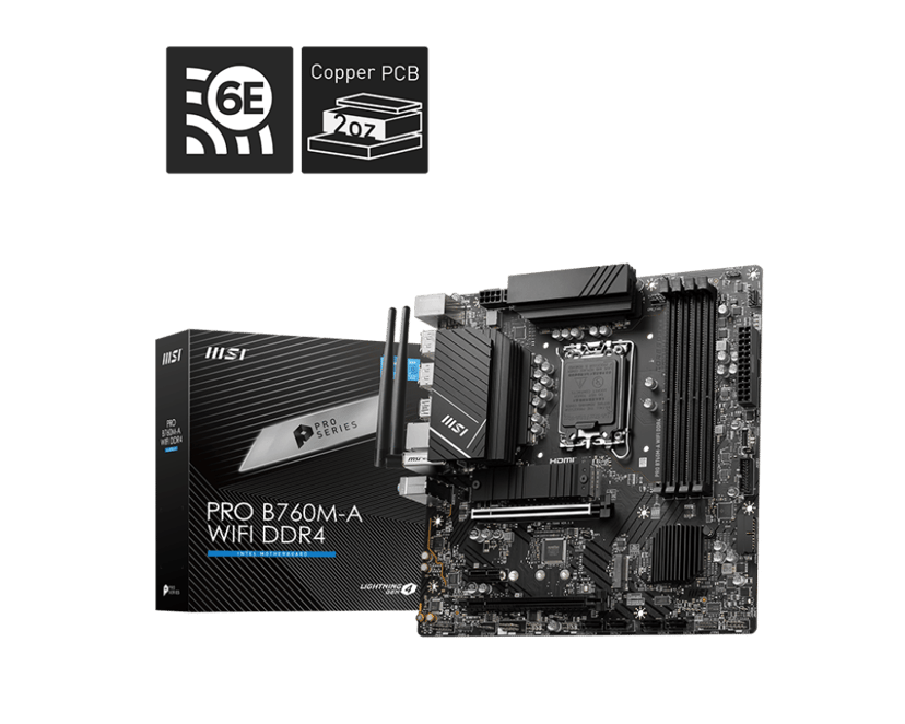 MSI PRO B760M-A WIFI DDR4 hovedkort Intel B760 LGA 1700 Micro ATX LGA 1700 Micro ATX