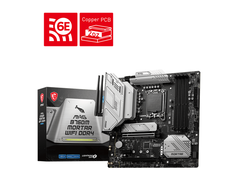 MSI MAG B760M Mortar WIFI DDR4 LGA 1700 micro ATX Bundkort