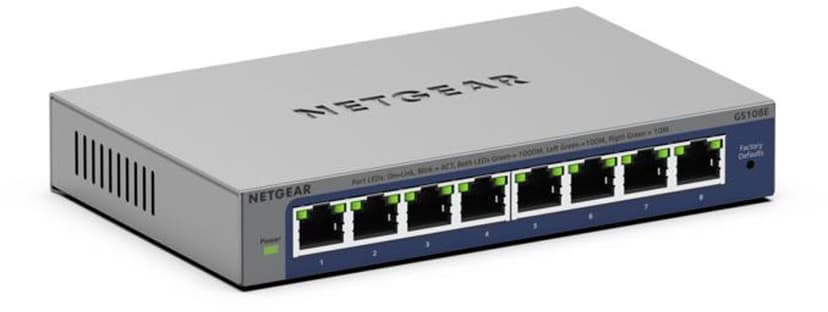 Netgear GS108Ev4 Unmanaged L2/L3 Gigabit Ethernet (10/100/1000) Grey