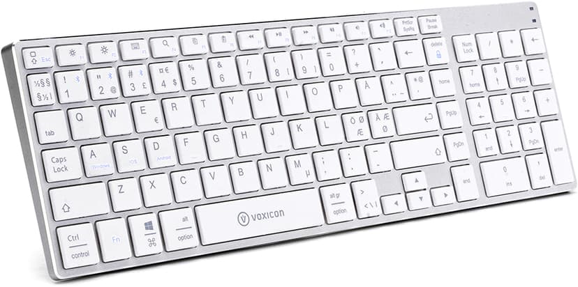 Voxicon Bluetooth Tastatur – Kompakt, Oppladbart, Flere enheter, Mac/PC Trådløs Nordisk