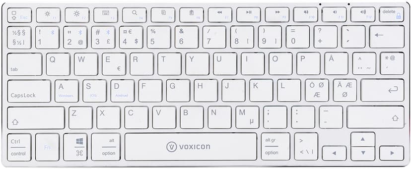 Voxicon BT400 Trådløst Tastatur – Bluetooth, PC/Mac, Kompakt, Hvit Trådløs Nordisk