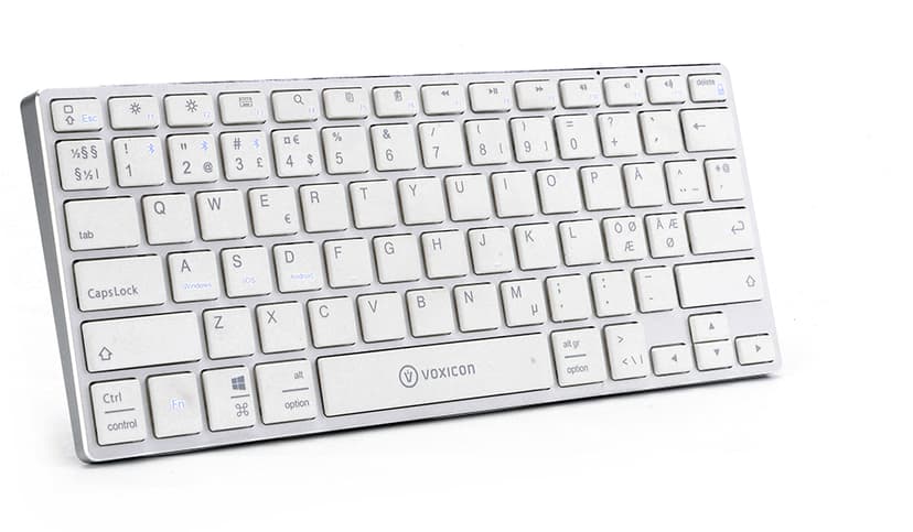 Voxicon BT400 Trådlöst Tangentbord –  Bluetooth, PC/Mac, Kompakt, Vit Trådlös Nordisk