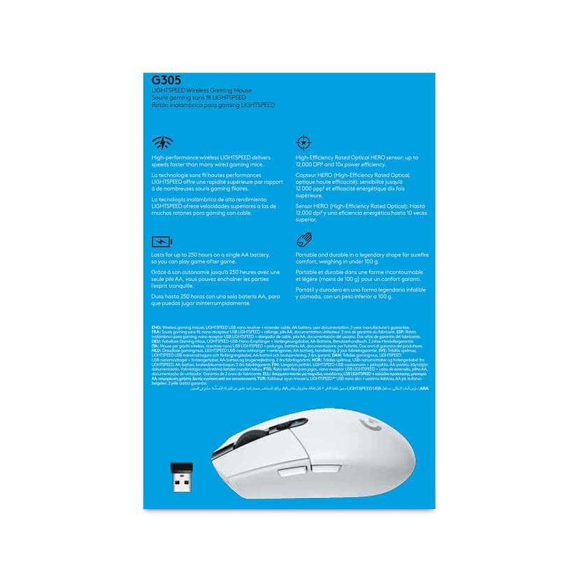 Logitech G305 Langaton RF Hiiri Valkoinen