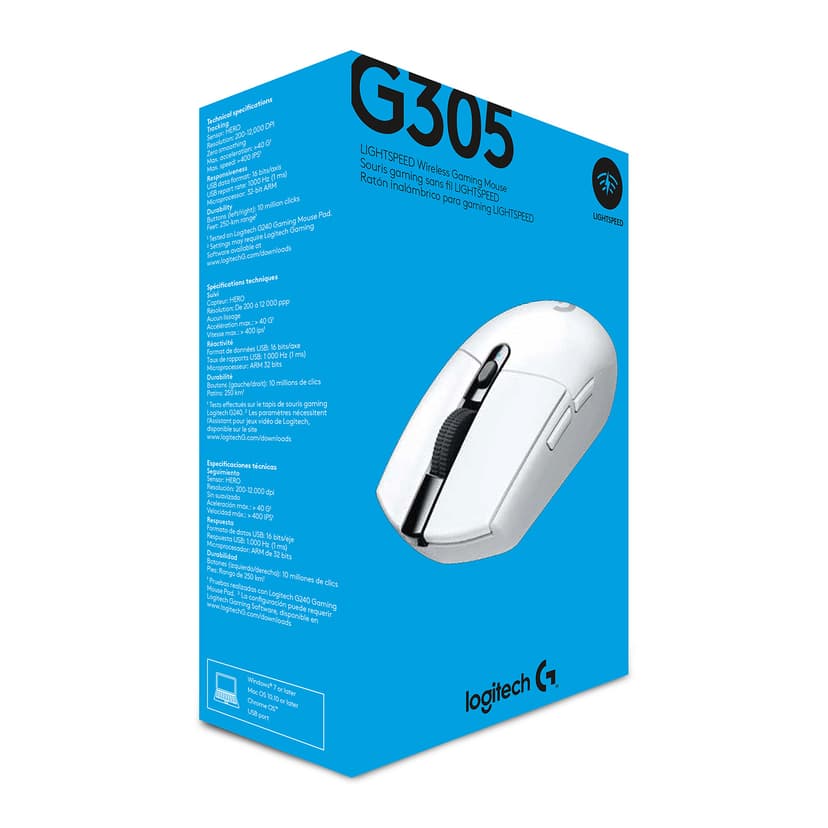 Logitech G305 Langaton RF Hiiri Valkoinen