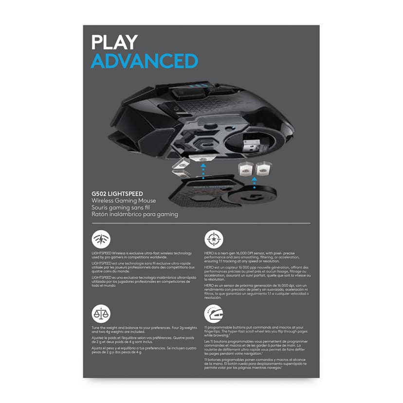 Logitech Gaming Mouse G502 LIGHTSPEED RF Trådlös