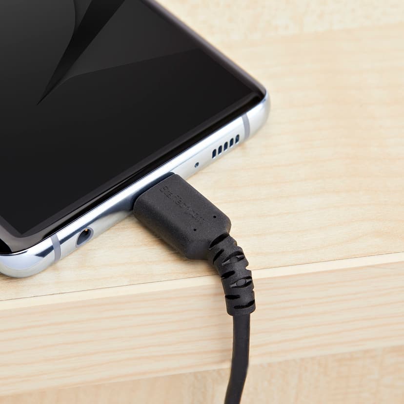 Startech StarTech.com 2 m (USB-A till USB-C-snabbladdningskabel, robust, laddning och synkronisering, 3 A, USB 2.0, svart TPE-mantel och aramidfiber - USB-laddningssladd 2m USB A USB C Svart