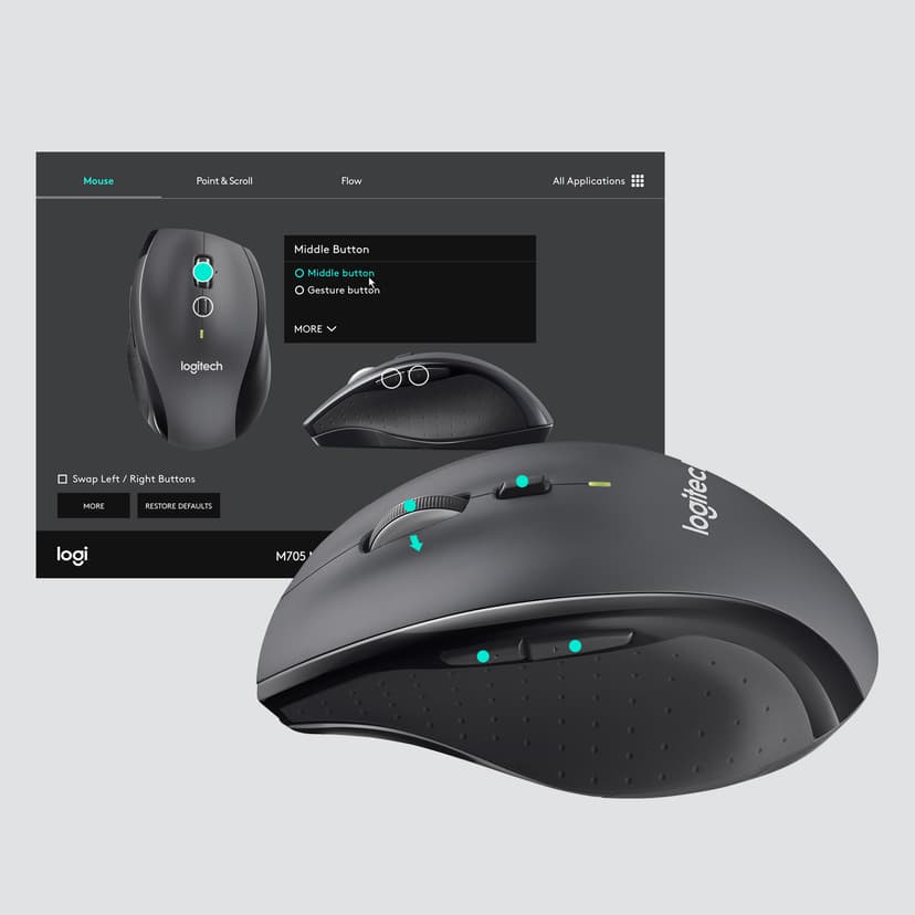 Logitech M705 for Business RF trådløst Mus Charcoal