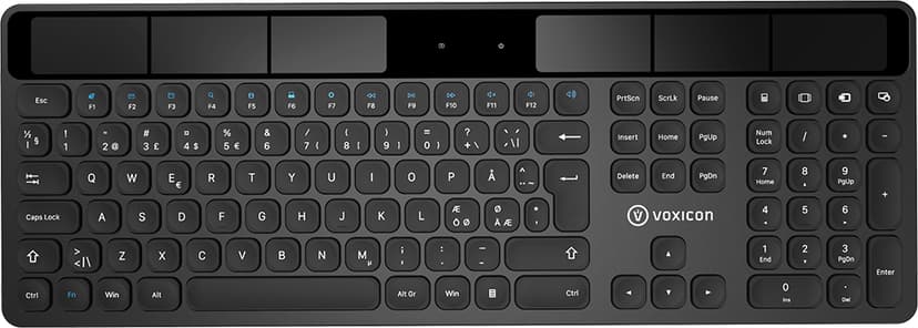 Voxicon Solar Wireless Keyboard S02WL - Tyylikäs langaton näppäimistö, jossa on aurinkoenergiaa Langaton Pohjoismainen