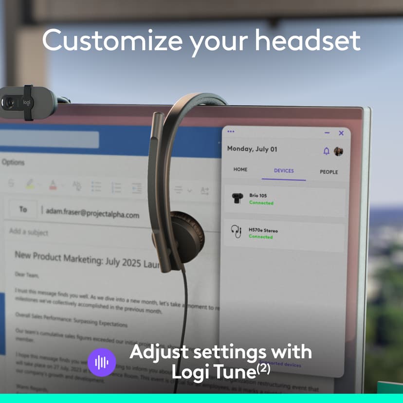 Logitech H570E Stereo USB-C Microsoft Teams Sort