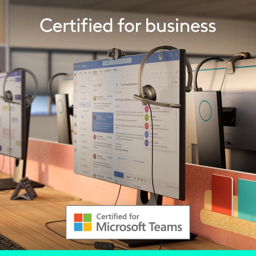 Logitech H570E Mono USB-C Microsoft Teams Zwart