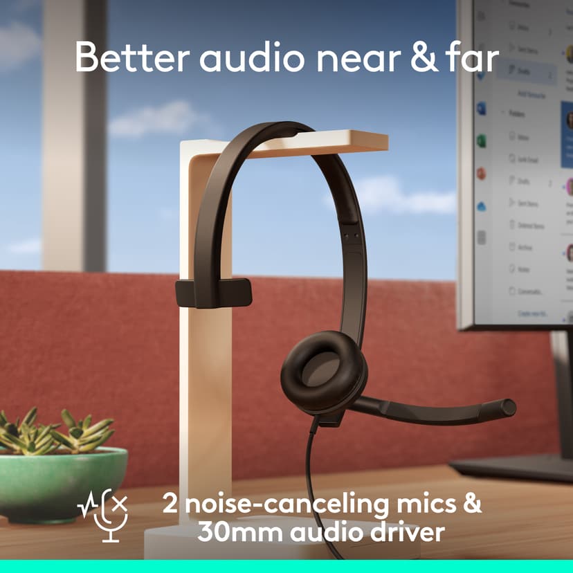 Logitech H570E Mono USB-C Microsoft Teams Zwart