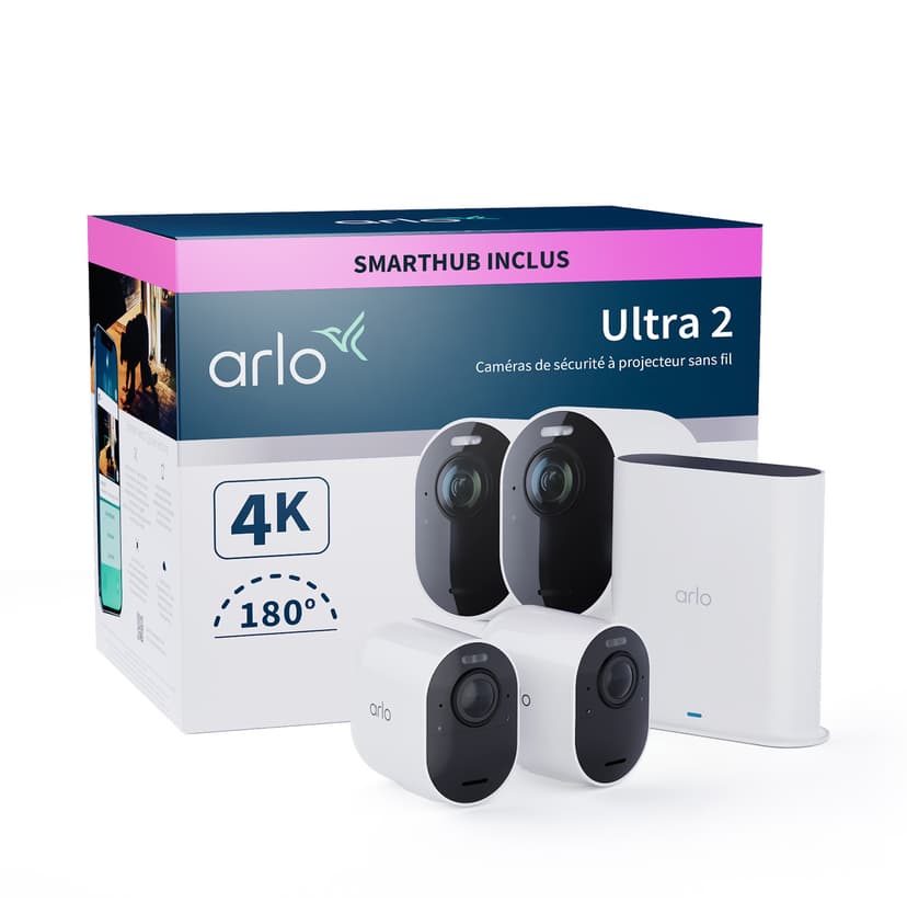 Arlo Ultra 2, langaton valvontaratkaisu, 2 kappaleen pakkaus, valkoinen