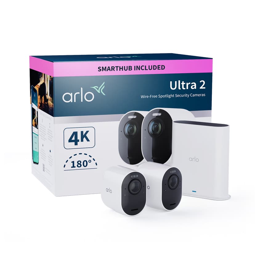 Arlo Ultra 2 Trådløs overvåking 2-pakning Hvit