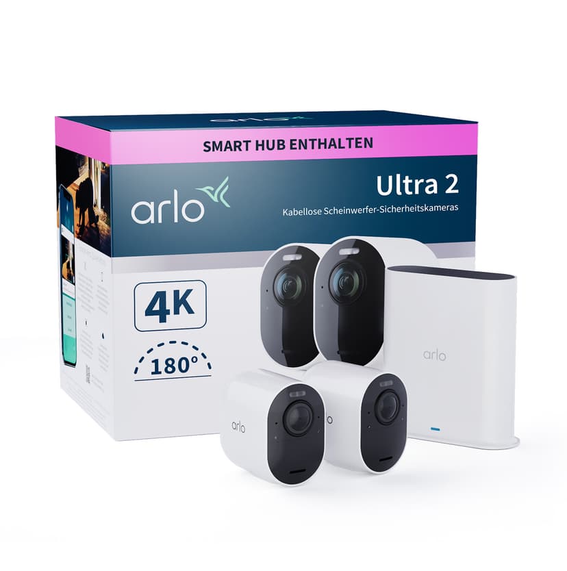 Arlo Ultra 2 Trådløs overvåking 2-pakning Hvit