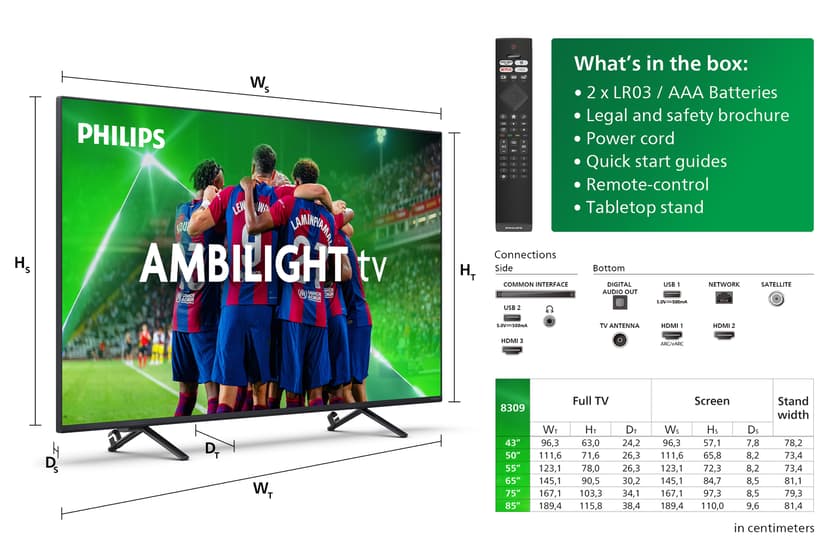 Philips 65PUS8309 65" 4K LED Ambilight Smart TV