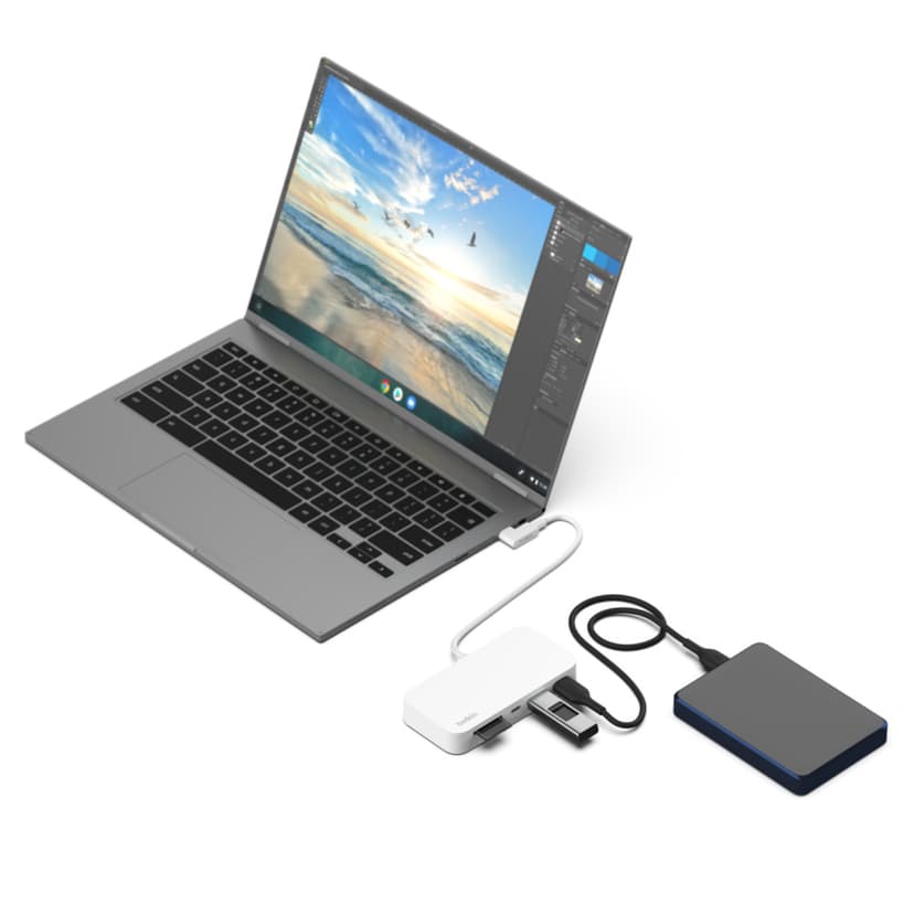 Belkin USB-C 6-in-1 multipoort hub met houder USB 3.2 Gen 1 (3.1 Gen 1) Type-C