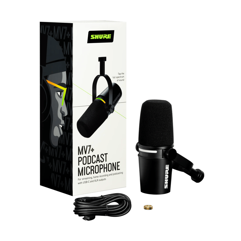 Shure MV7+ - XLR/USB-mikrofoni podcastingiin, suoratoistoon ja musiikin luomiseen