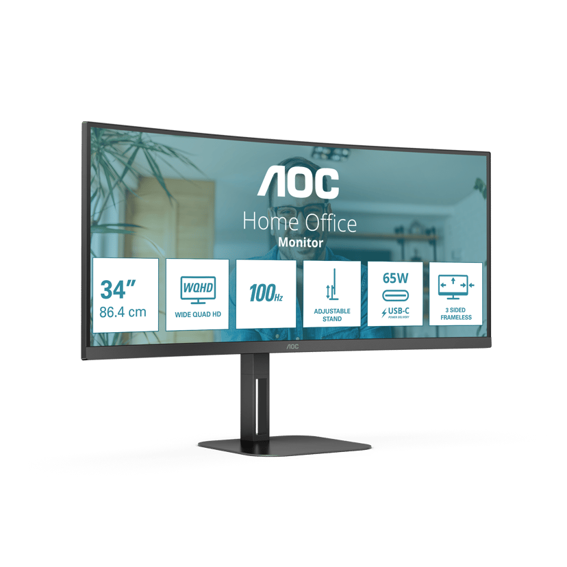 AOC CU34V5C/BK Curved 34" 3440 x 1440pixels VA 21:9 100Hz