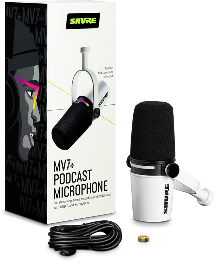 Shure MV7+ - XLR/USB-mikrofon for podkasting, strømming og musikkproduksjon