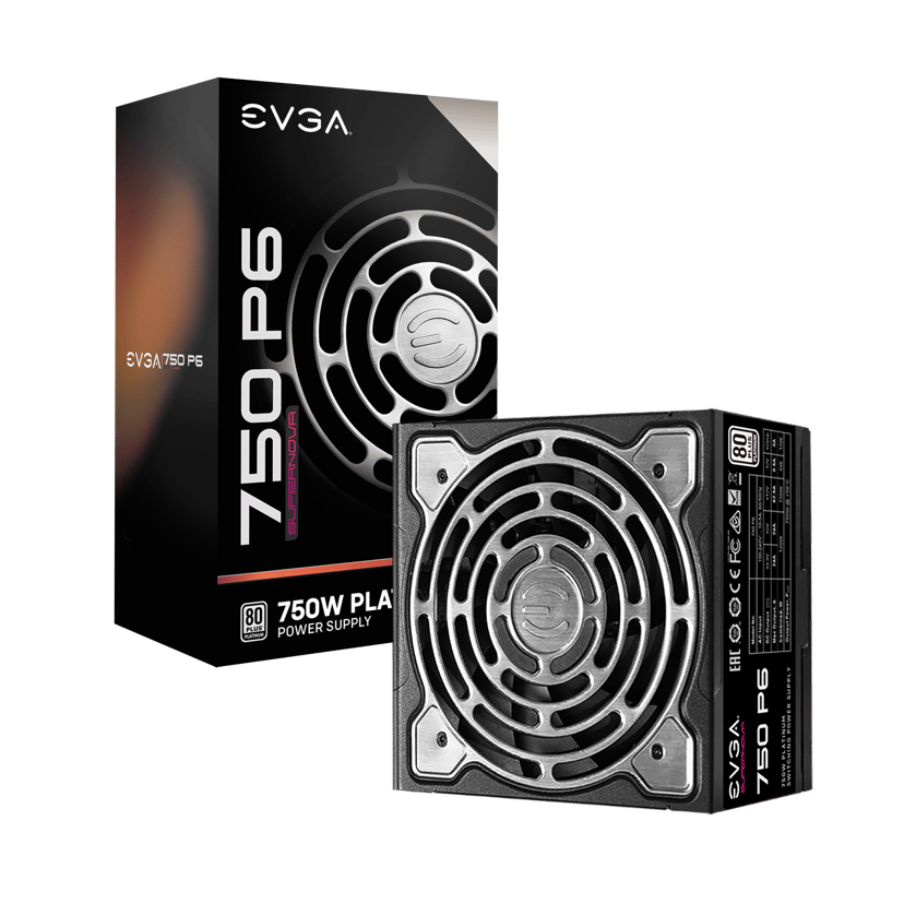 EVGA SuperNOVA 750 P6 power supply unit 750 W 24-pin ATX ATX Zwart 750W ATX 80 PLUS Platinum Voeding