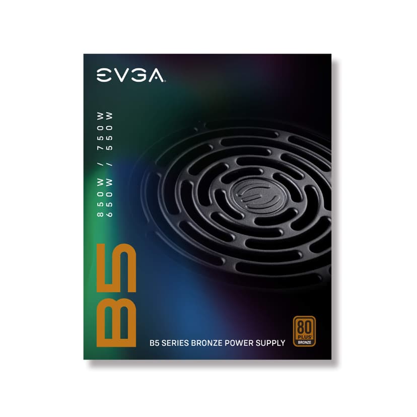 EVGA 850 B5 power supply unit 850 W 24-pin ATX ATX Zwart 850W ATX 80 PLUS Bronze Voeding