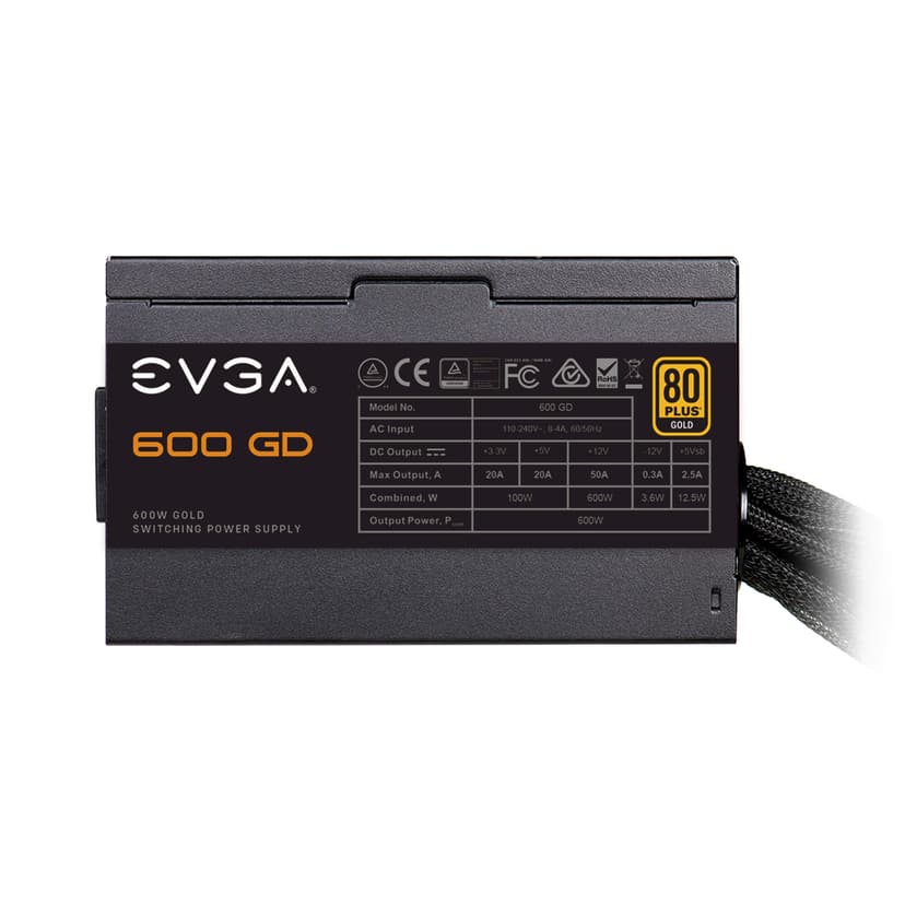 EVGA 600 GD power supply unit 600 W 24-pin ATX ATX Zwart 600W ATX 80 PLUS Gold Voeding