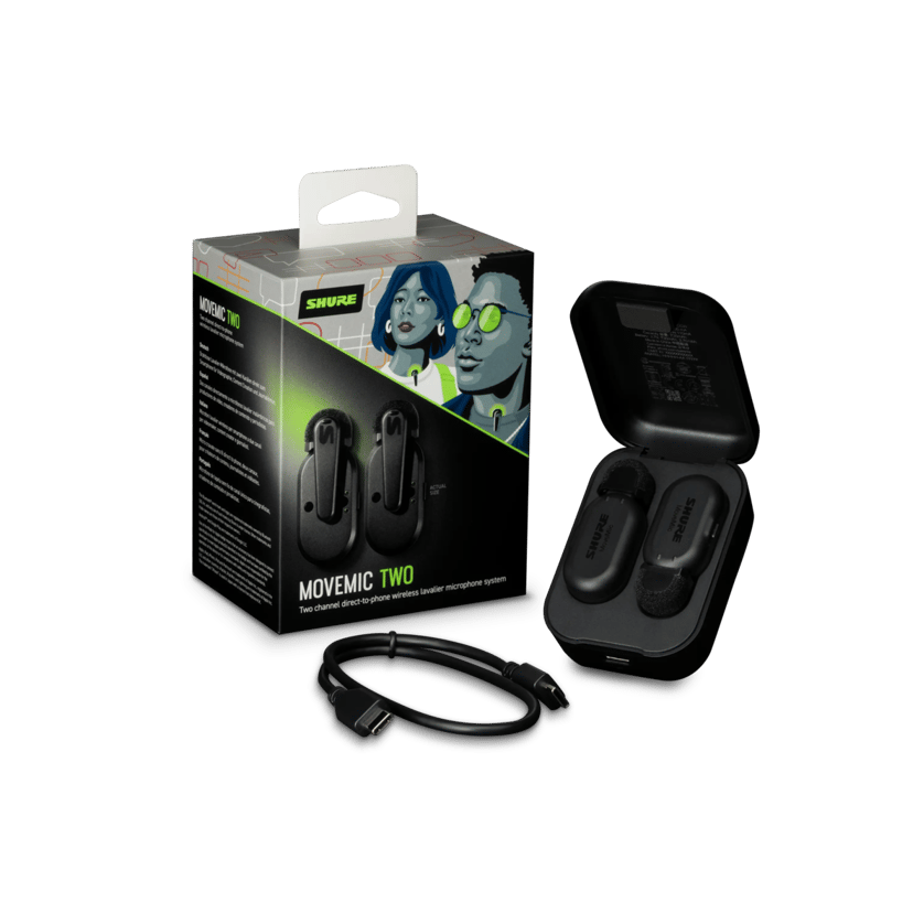 Shure MoveMic Two - Trådlös clip-on mikrofon för mobil
