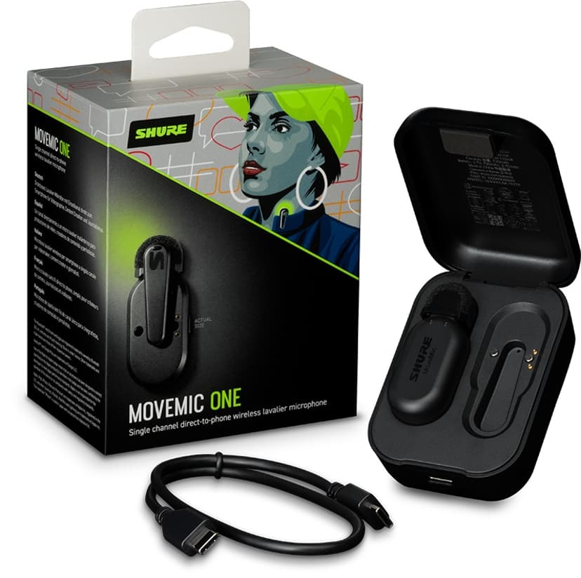 Shure MoveMic One - Trådlös clip-on mikrofon för mobil