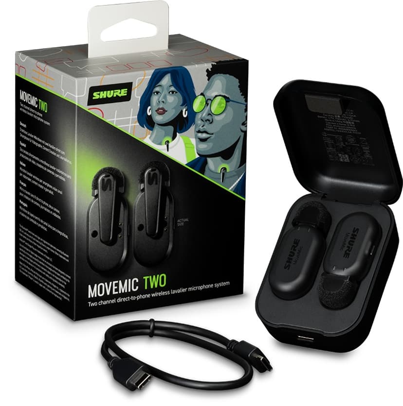 Shure MoveMic Two - Trådlös clip-on mikrofon för mobil