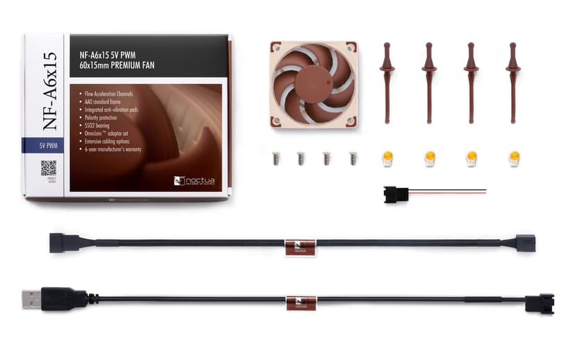 Noctua NF-A6X15 5V PWM 60X15M Fläkt Brun