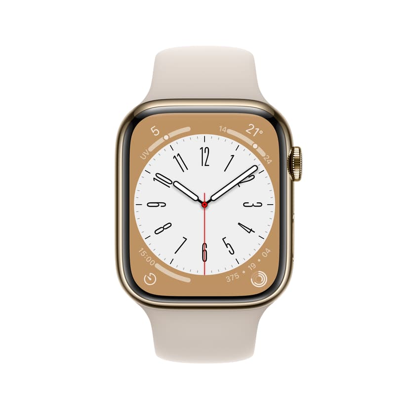 Apple Watch Series 8 GPS + Cellular, 45mm Gold Stainless Steel Case with  Starlight Sport Band (MNKM3KS/A) | Dustin.fi