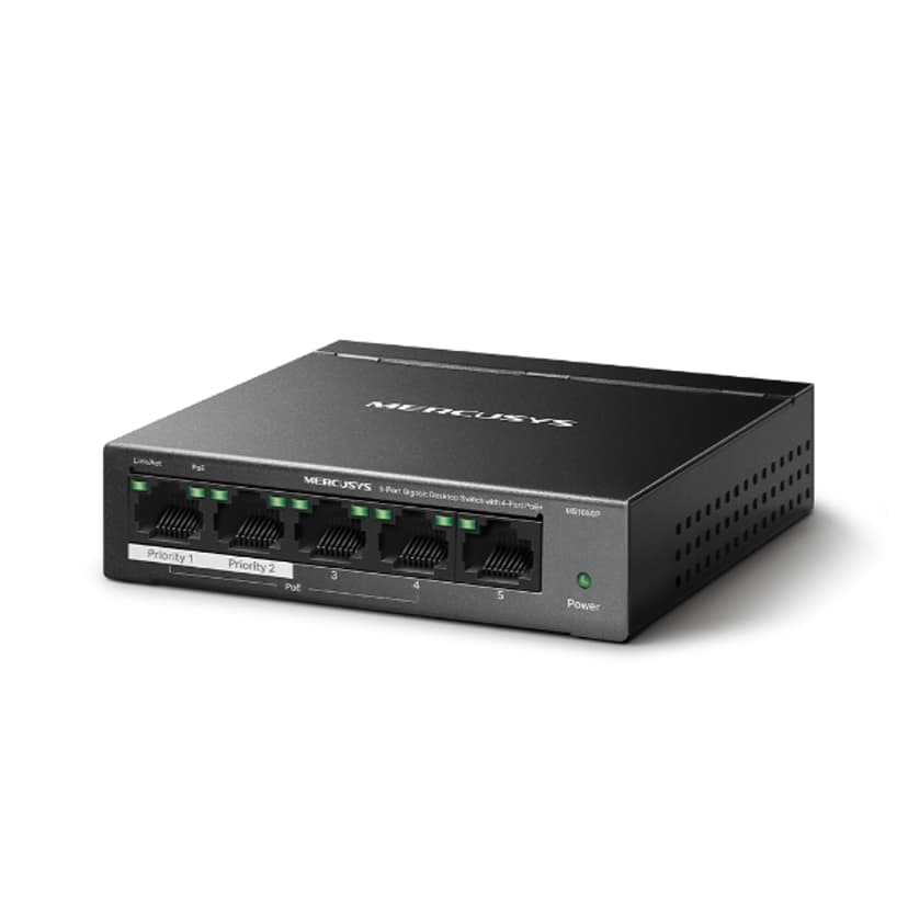 Mercusys MS105GP Network Switch Gigabit Ethernet (10/100/1000) Power over Ethernet (PoE) Black
