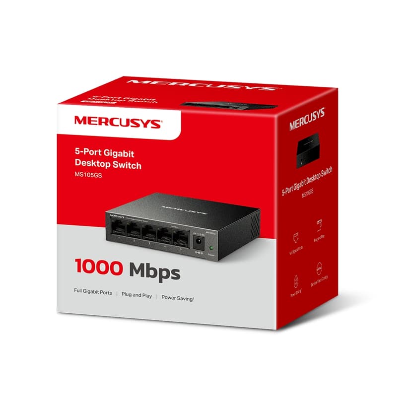 Mercusys MS105GS nettverkssvitsj Uhåndtert Gigabit Ethernet (10/100/1000) Sort