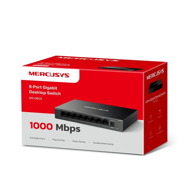Mercusys MS108GS Network Switch Unmanaged Gigabit Ethernet (10/100/1000) Black