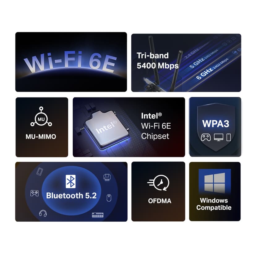 Mercusys MA86XE Network Card Internal WLAN / Bluetooth 5400 Mbit/s