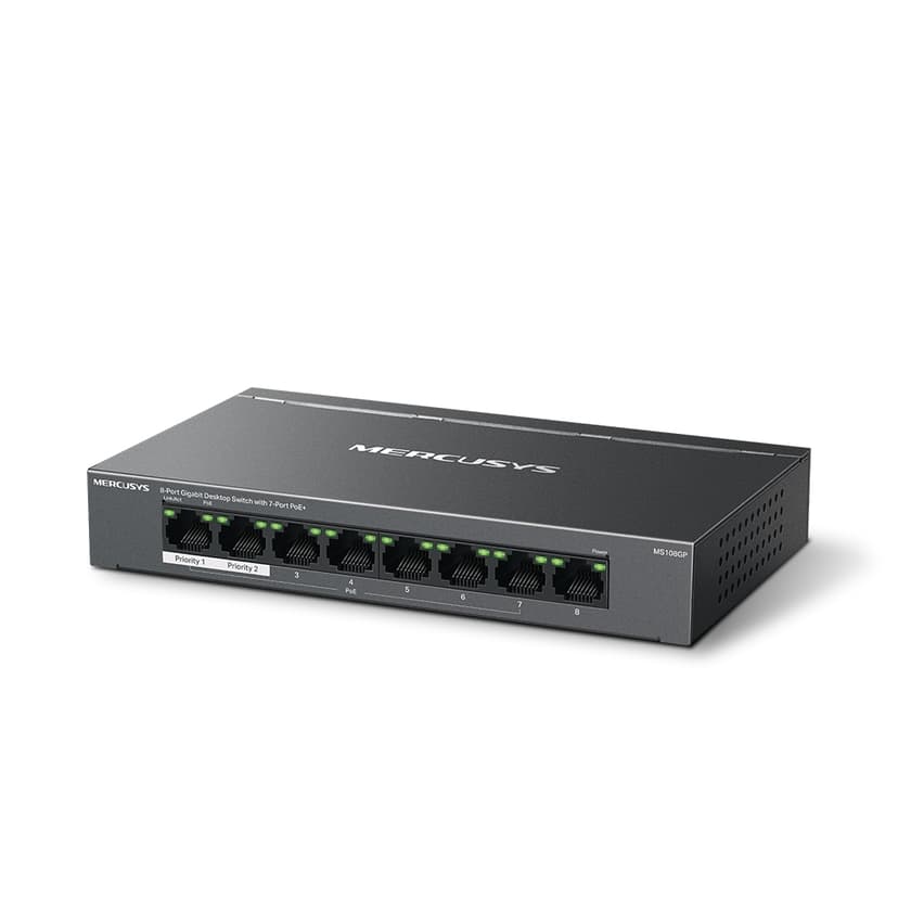 Mercusys MS108GP Network Switch Unmanaged Gigabit Ethernet (10/100/1000) Power over Ethernet (PoE) Black