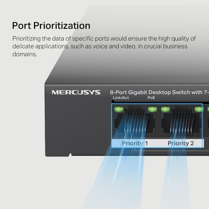 Mercusys MS108GP Network Switch Unmanaged Gigabit Ethernet (10/100/1000) Power over Ethernet (PoE) Black