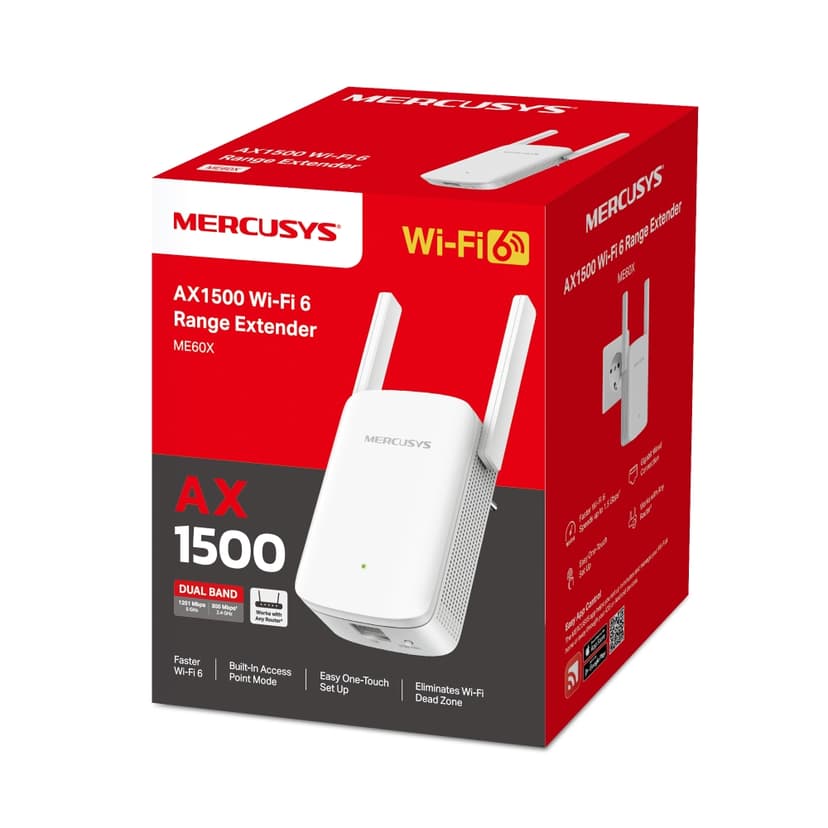 Mercusys ME60X Network Extender Network Repeater White 10, 100, 1000 Mbit/s