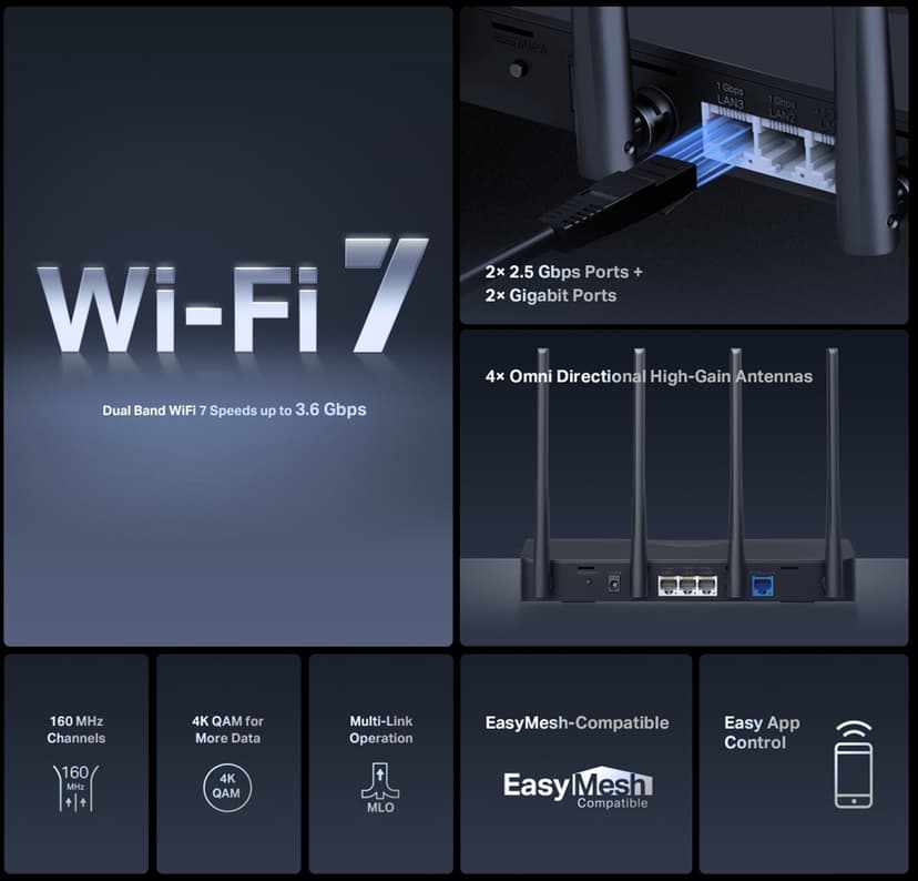 Mercusys MR27BE BE3600 Dual Band Wi-Fi 7 Router V1.0