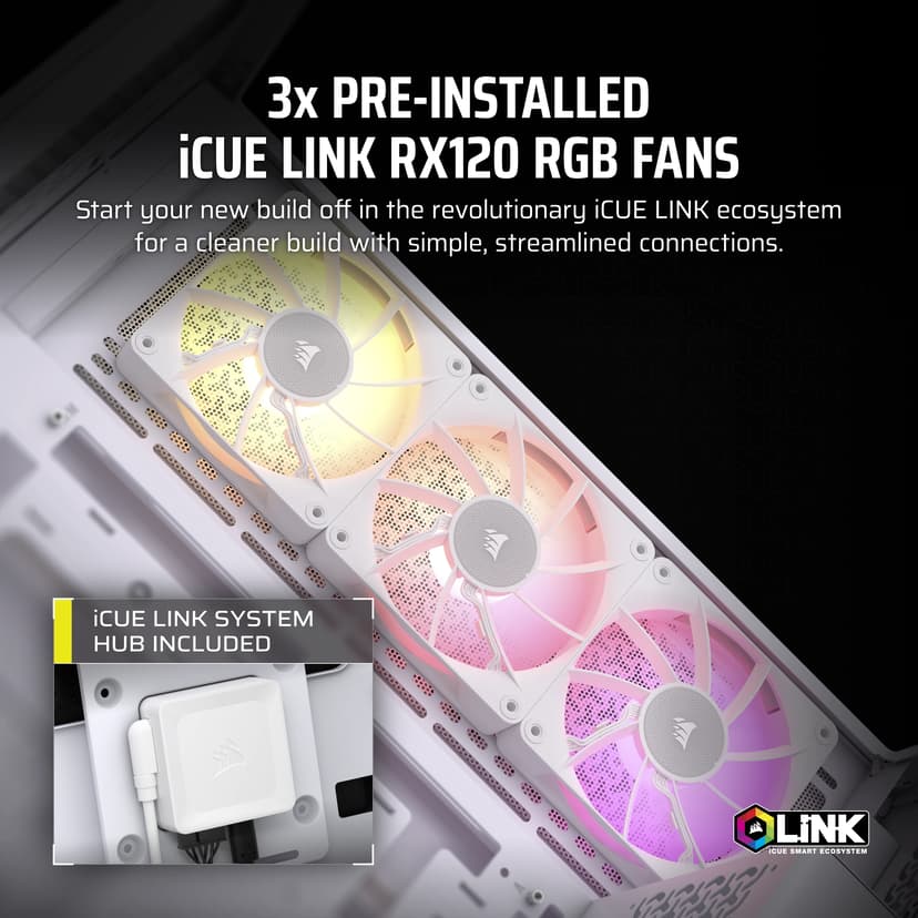 Corsair 3500X RGB iCue Link Midi Tower Valkoinen