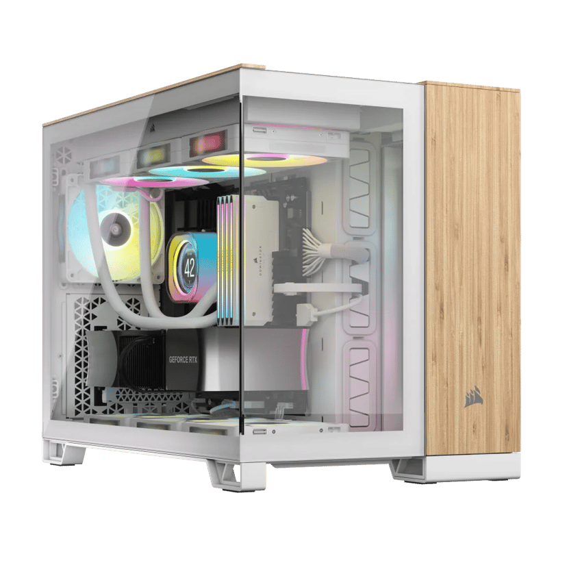 Corsair 2500X Midi Tower Bamboo, Valkoinen