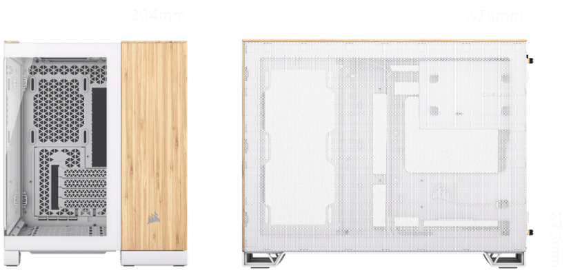 Corsair 2500X Midi Tower Bamboo, Valkoinen
