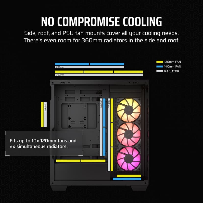 Corsair 3500X ARGB Glass Midi Tower Svart