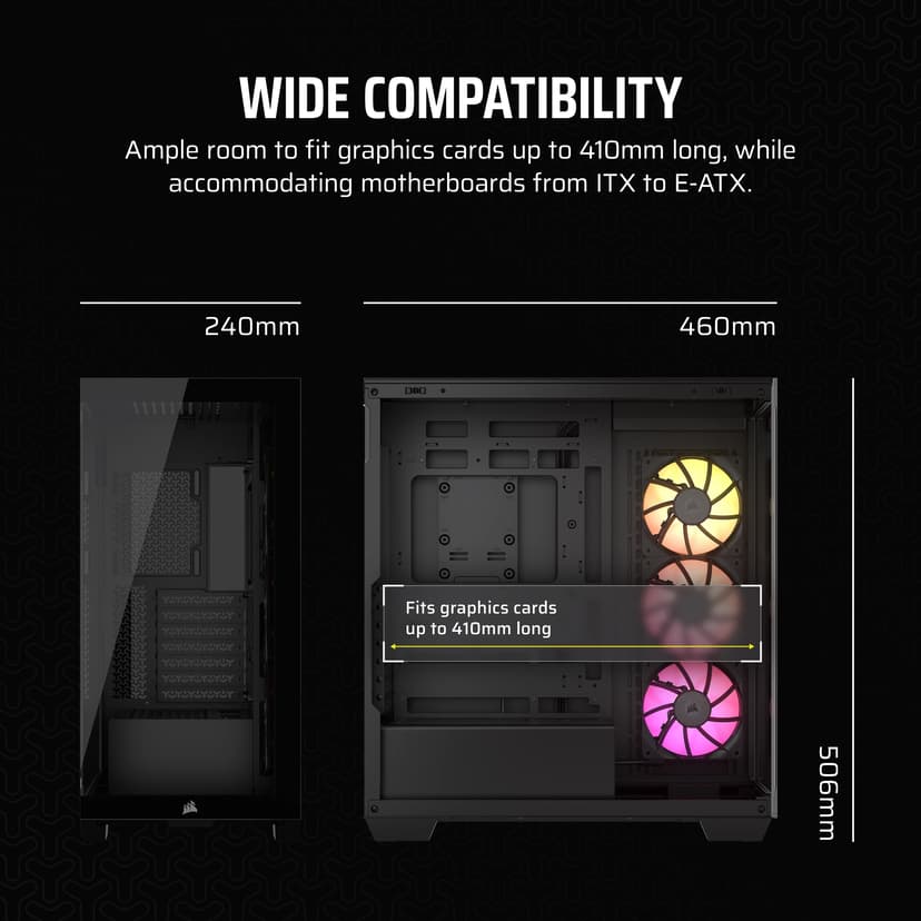 Corsair 3500X ARGB Glass iCue Link Midi Tower Svart