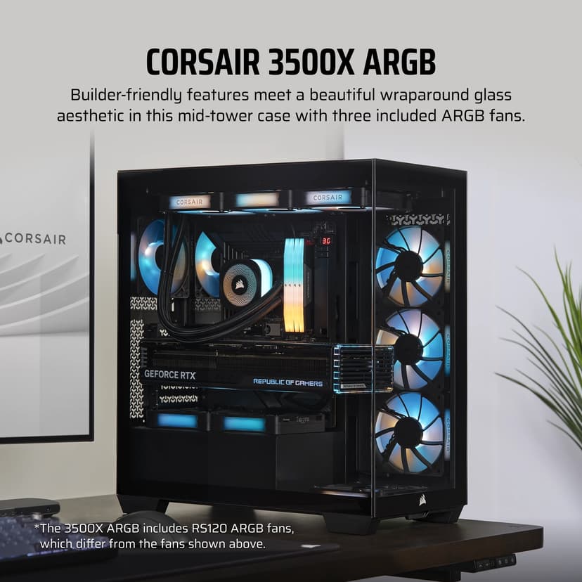 Corsair 3500X ARGB Glass Midi Tower Svart